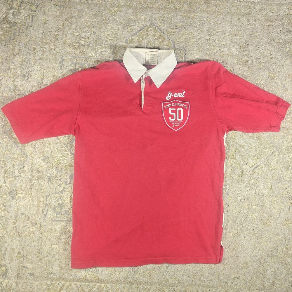 Vintage G Unit Shirt Mens L , Red White Polo With Back Print Y2k